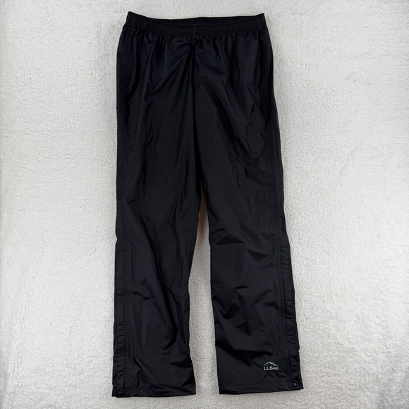L.L. Bean Pants Mens Large TALL Black Trail Model Rain Hiking Nylon TEK Athletic